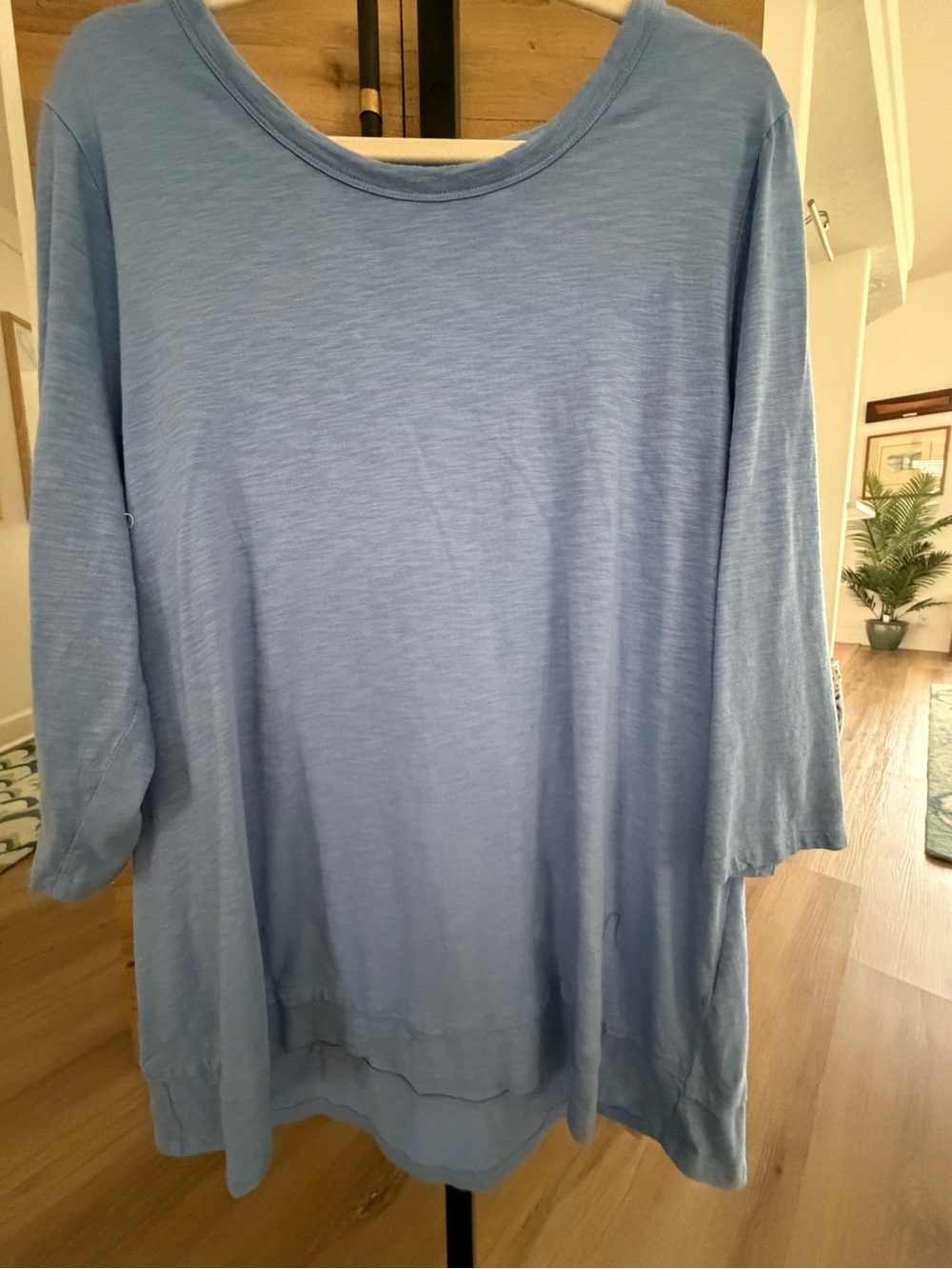 Soft Surroundings Light Blue Long Sleeve Scoop Neck Top